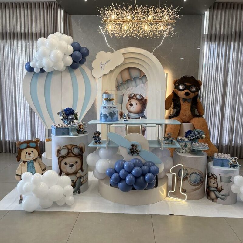 Decoração festa infantil Ursinho Aviador em Cuiabá — Mimos da Vivi