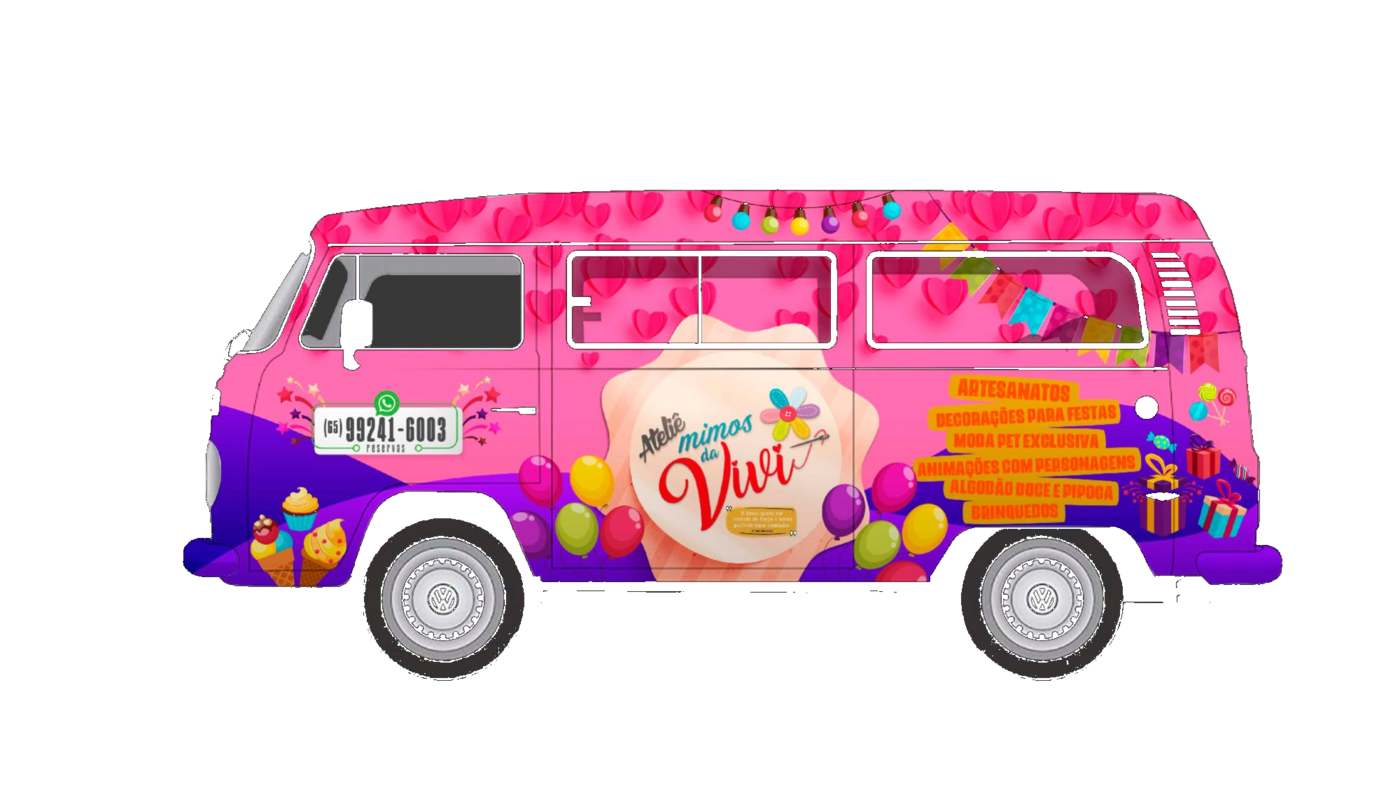 A Kombi Rosa — identidade da Mimos da Vivi